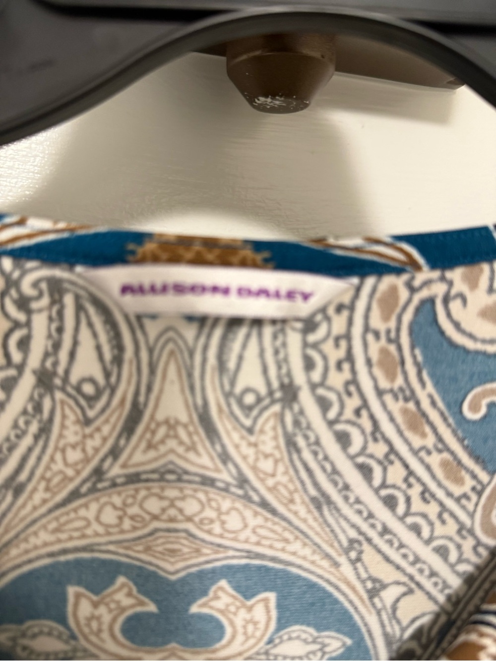 Allison Daley Teal and Tan Paisley Print Stretch Tunic - Picture 2 of 3
